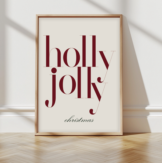 HOLLY JOLLY Weihnachtsbild druckbare Kunst, Weihnachtsmotiv Weihnachtsposter Weihnachtskarte